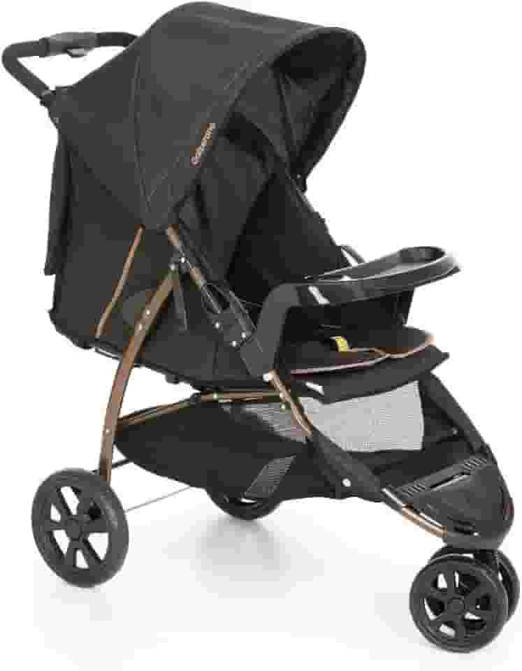 Carrinho de Bebê Passeio Reclinável Berço 3 Rodas de 0 Até 15kg Cross Trail Preto Cobre Galzerano