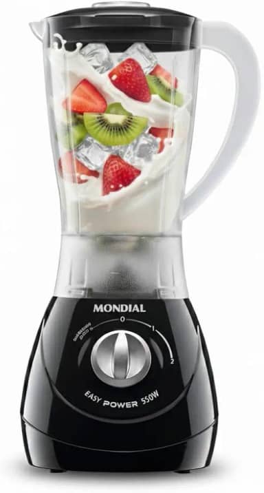 LIQUIDIFICADOR MONDIAL EASY POWER 550W 1,9L COM 2 VELOCIDADES E FUNÇÃO AUTOLIMPANTE E PULSAR L-550-B