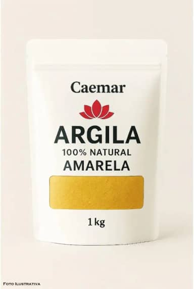 Argila 100% Natural - Branca, Cinza, Verde, Rosa, Amarela ou Vermelha - 1 kg Cor:Amarela