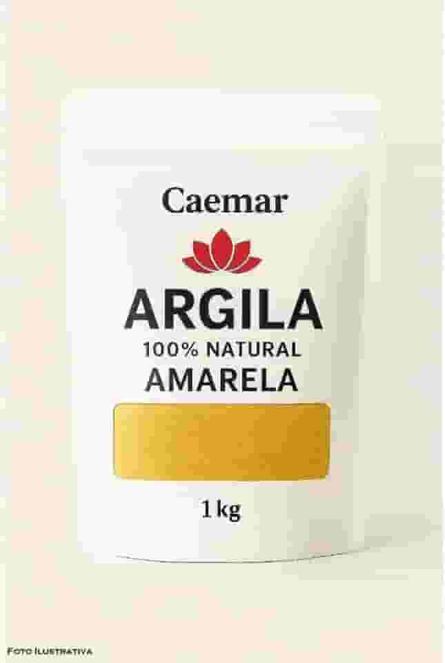 Argila 100% Natural - Branca, Cinza, Verde, Rosa, Amarela ou Vermelha - 1 kg Cor:Amarela