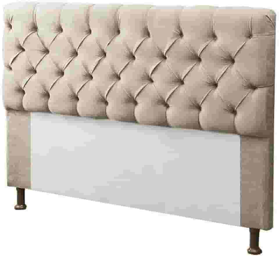 Cabeceira para Cama Box Queen 160cm Mirage c/Capitonê Suede Bege - Dl Decor