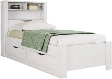 Cama de Solteiro com Gavetas e Baú Invicta Branco