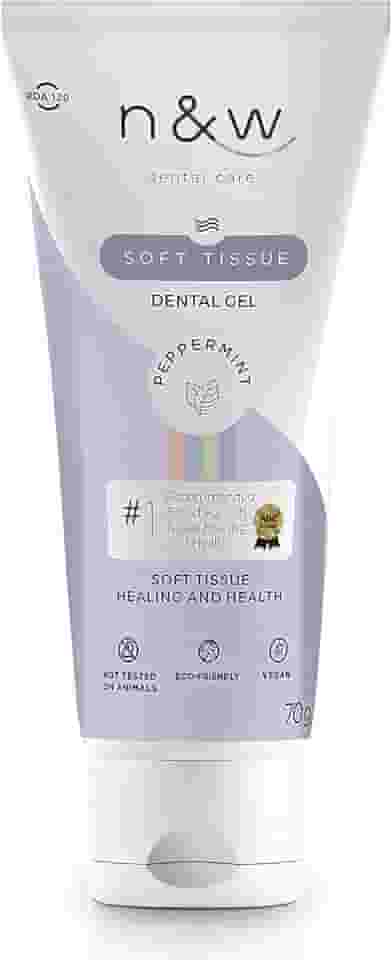 Gel Dental Vegano sem Flúor - Indicado para cuidados pós-cirurgico e para inflamação na gengiva - 70g - Soft Tissue N&W Dental Care.