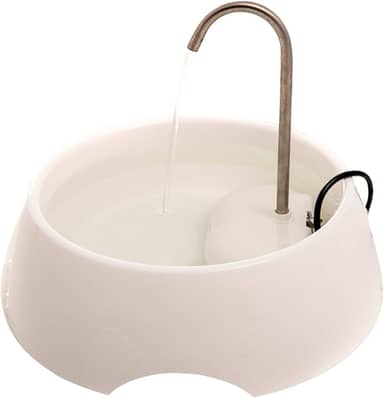 AMICUS - Fonte Bebedouro de Água Portátil AQUA MINI para Gatos e Cães - Fontes de Água para Pets, Bebedouro para Animais de Estimação - Adaptável, Aço Inoxidável, Bivolt - 1,2L de Capacidade - Branca