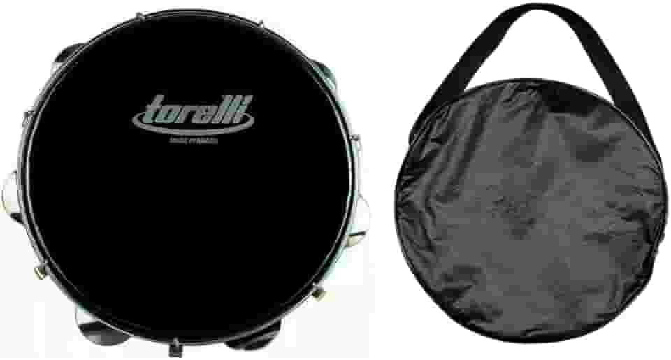 Pandeiro injetado black 10'' preto pele preta Torelli TP301 com Bag