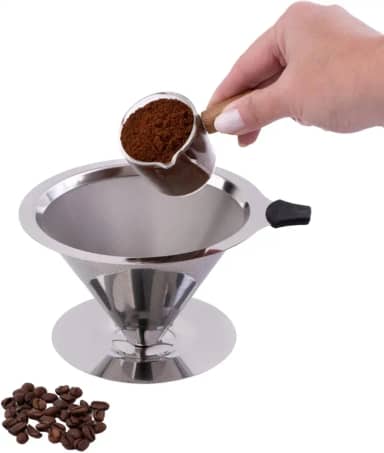 Filtro De Café Coador Inox 104 Extra Grande Reutilizável Lavável Portátil Individual Passador de Aço Inoxidável Não Precisa de Papel