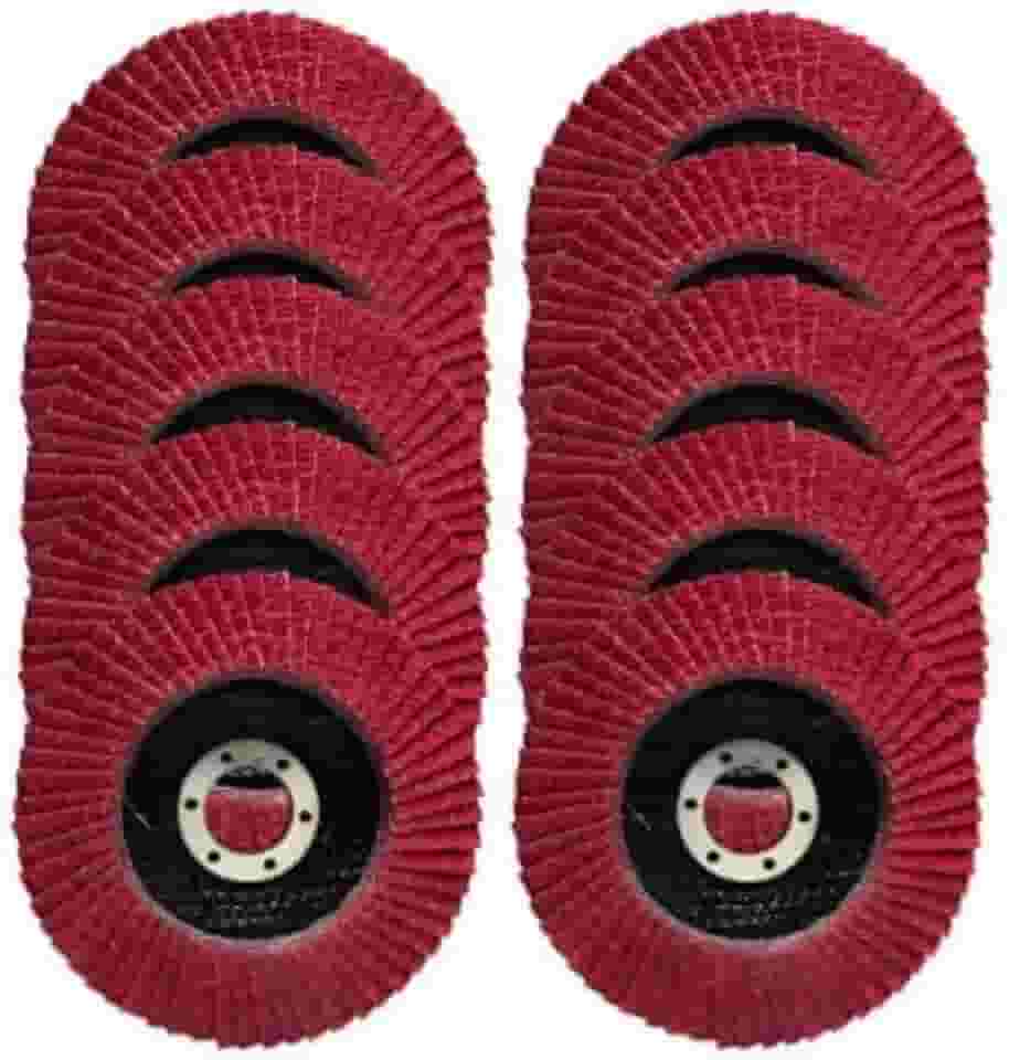 Kit 10 Peças Disco Flap 115mm 4.1/2'' Grão 60 Lixa Para Madeira Metal Ferro Plástico