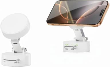 Suporte Magnético Celular Mesa Ajustável - Base Ventosa Interruptor ON/OFF Articulado (Branco)