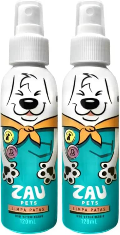 Kit 2 Limpa Patas para Cachorro e Gato - Limpador de Patinhas - Spray 120 ml por frasco - Zau Pets