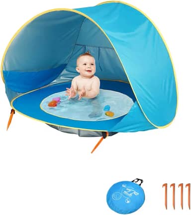 Bycc Bynn Barraca de praia para bebês, cobertura de praia portátil pop-up, abrigo solar com proteção UV com piscina para bebês