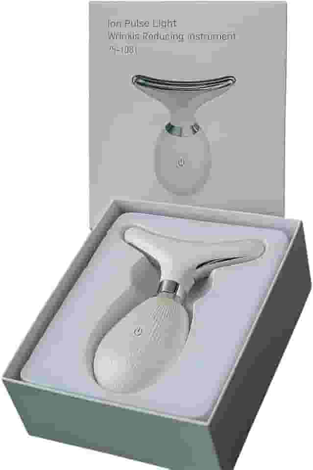 Massageador Facial LED com 3 Funções EMS Aquecimento Vibração Lifting Reduz Rugas Linhas de Expressão e Papada Portátil Recarregável