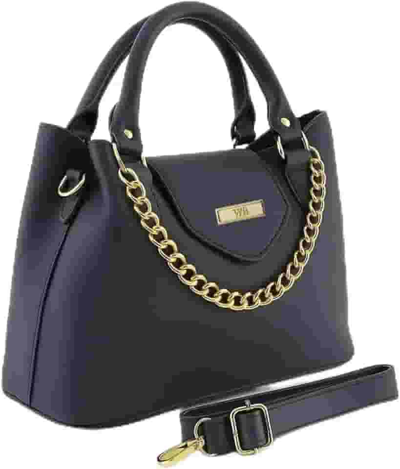 Bolsa Feminina Com Alça de Mão e Ombro Reajustável e Com Bolso Externo + Detalhe em Corrente