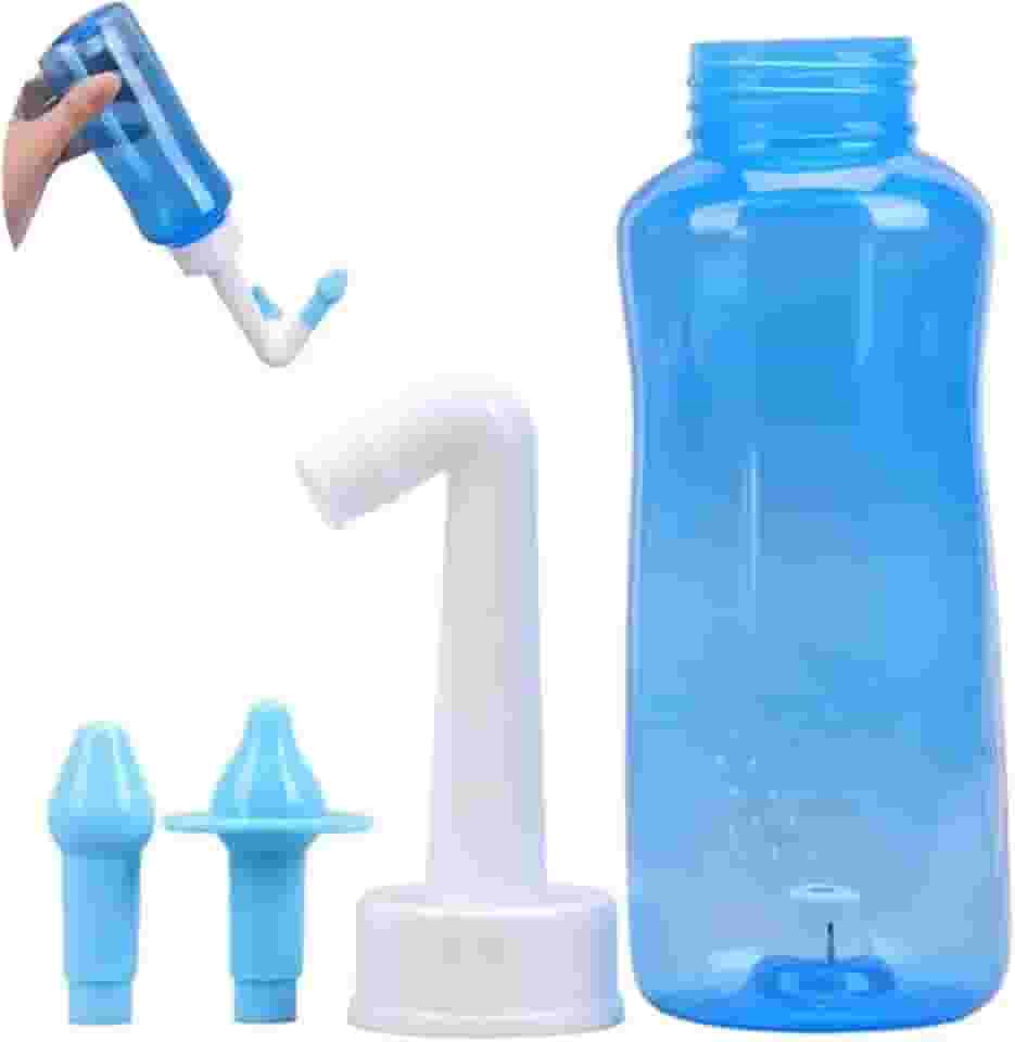 JIANW Higienizador Nasal Lavador Lavagem de Nariz Irrigador Lavador Nasal 2 Bicos Sinusite Rinite Irritação Alergia Adultos e Crianças 300ml Premium