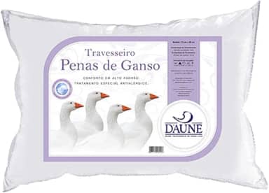 Travesseiro 100% Pena de Ganso Natural - 50 cm X 70 cm Conforto