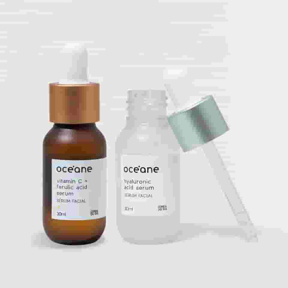Kit Sérum Facial com Ácido Hialurônico + Sérum Facial de Vitamina C e Ácido Ferulico (2 Produtos)