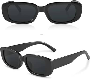 Óculos De Sol Retangular Retrô Preto Proteção UV400 Unissex Blogueira Moda Vintage Hype Solar
