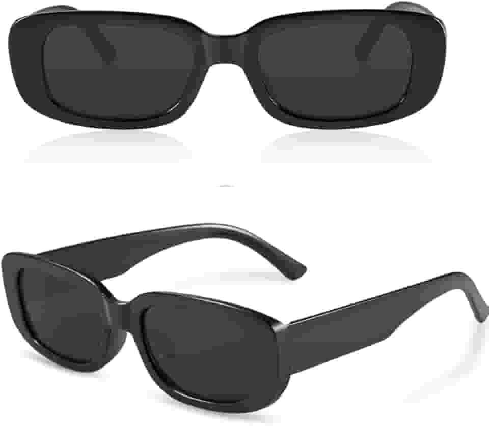 Óculos De Sol Retangular Retrô Preto Proteção UV400 Unissex Blogueira Moda Vintage Hype Solar