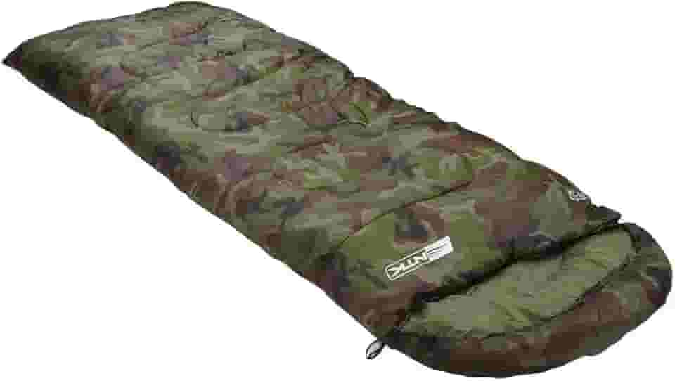 ntk, Saco de Dormir Tipo Sarcófago Viper, com Faixa de Temperatura entre 5°C à 12°C, com Capuz Incorporado e Bolsa de Transporte, Camuflado