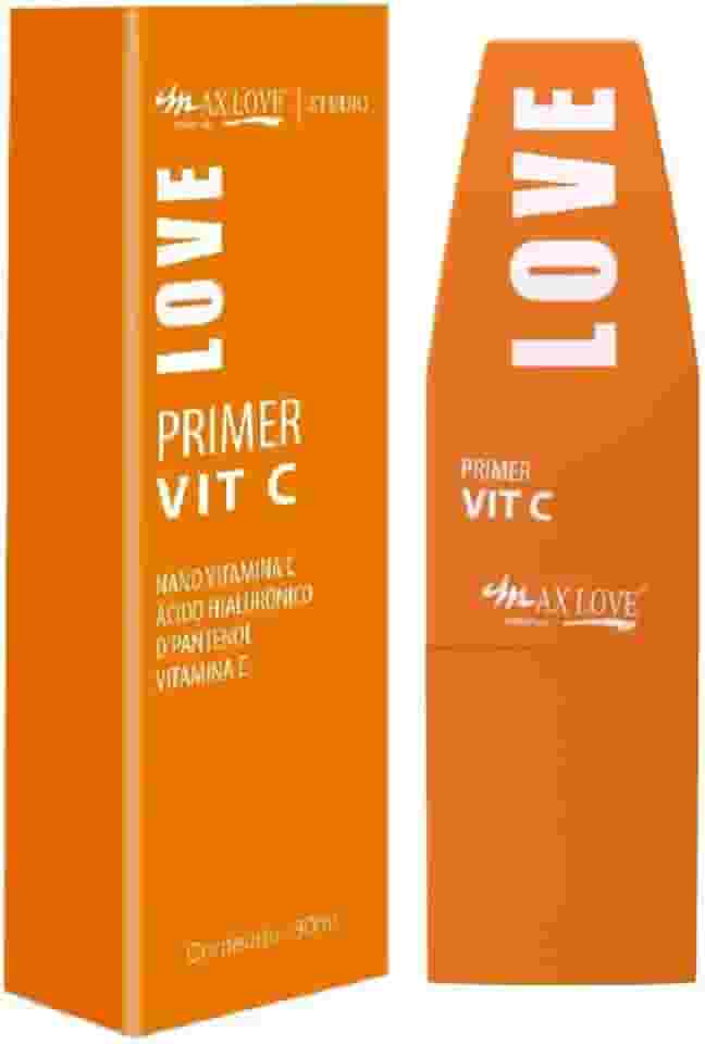 Primer Max Love VIT C 30 ml – Com Nano Vitamina C, Ácido Hialurônico, D-Pantenol e Vitamina E – Hidratação, Glow Natural e Fixação da Maquiagem