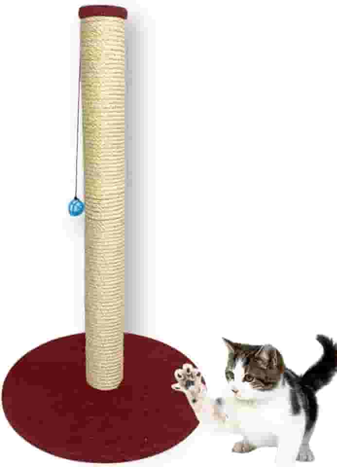 Arranhador para Gato Torre 86cm de Altura Base Grande com Carpete Brinquedo Interativo Sisal 8mm (Vermelho)