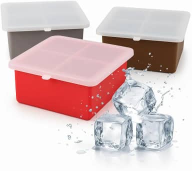 3 formas de gelo silicone com tampa para papinha de neném para Whiskey cubo grande