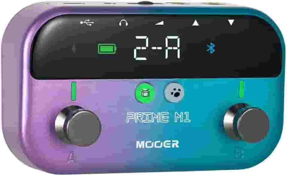 Mooer Pedaleira Multiefeitos Prime M1 | para Guitarra e Baixo, 149 Efeitos, 20 Simulações de Amplificador, Bluetooth, Interface de Áudio, USB-C, Bateria Recarregável, Looper