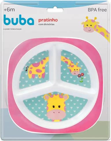 Prato Com Divisórias - Girafinha, Buba, Colorido
