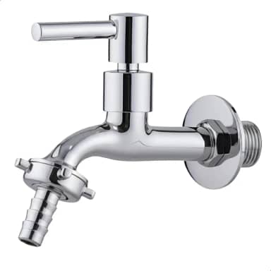 Torneira para Jardim, Lavanderia, Tanque e Área Externa em Metal Cromado 12 cm SOFTINOX 1/4 de Volta com Bico Removível — Resistente e Elegante, Canopla em ABS