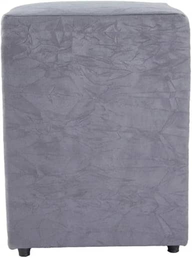 Puff Decorativo Cubo Grande, 45x34x34cm, Estrutura em Madeira, Revestimento em Suede, para Sala, Quarto, Escritório (Cinza, Grande)