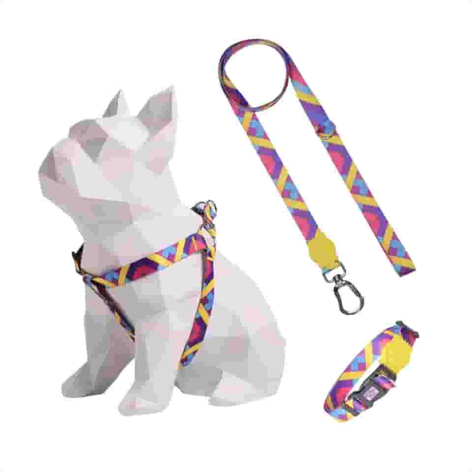 Kit Peitoral Americano + Coleira + Guia para Cães Passarela (M)