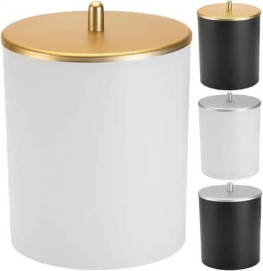 Lixeira de Cozinha Escritório Banheiro 5L Tampa Inox (Branco com Dourado)