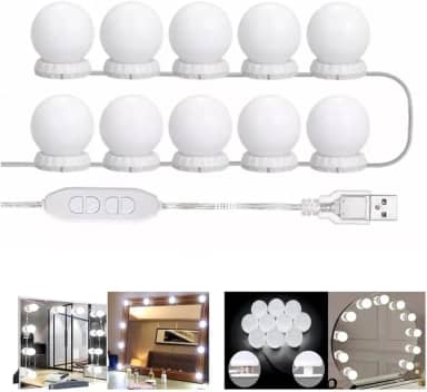 Kit Luz Camarim 3 Cores 10 Lâmpadas Led Auto-colantes Brando Quente Morno e Fria Com Controle