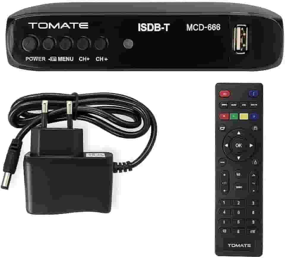 Conversor Digital Tomate MCD-666 Full HD + Antena Inclusa Gravador USB, Time Shift, Compatível com TVs Antigas e Novas