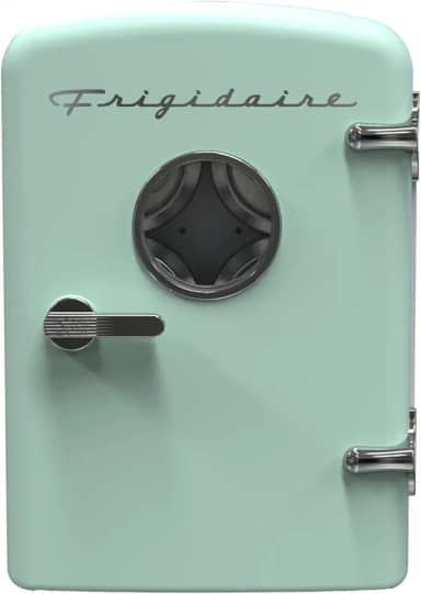 Frigidaire Mini refrigerador de geladeira pessoal, capacidade de 3,5 L para seis latas, incluindo plugue para saída de casa e carregador DC, 25 cm D x 18 cm L x 26 cm A
