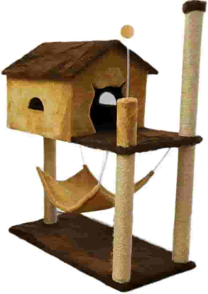 MY PET BRASIL Arranhador Para Gatos Arranhador Casinha Com Rede Arranhador Pet Resistente Bege