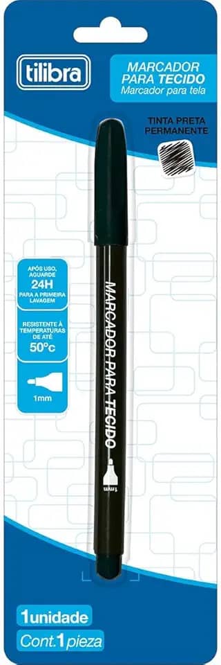 Tilibra - Marcador Permanente para Tecido Preto - Blister com 1 unidade