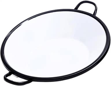 Suzan Tacho N20 Branco Esmaltado Com Alça 14 Litros Para Frituras Feira Bares Restaurantes 51 cm x 26 cm