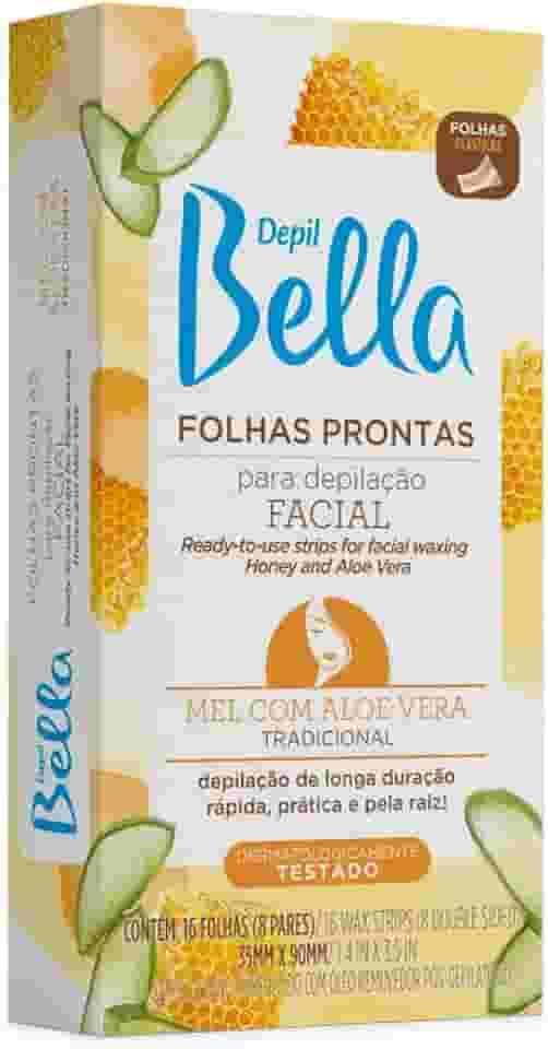 Folha Pronta para Depilação Facial Mel com Aloe Vera 16 Fls, Depil Bella