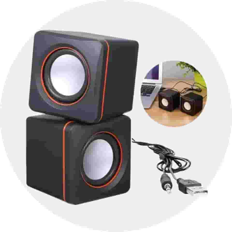 Caixa de Som USB para Notebook e Computador - 2 Mini Caixinha de Som Estéreo Portátil 3.5mm P2 para Música, Jogos e Home Office - Caixa de som Auto falante - Shop100