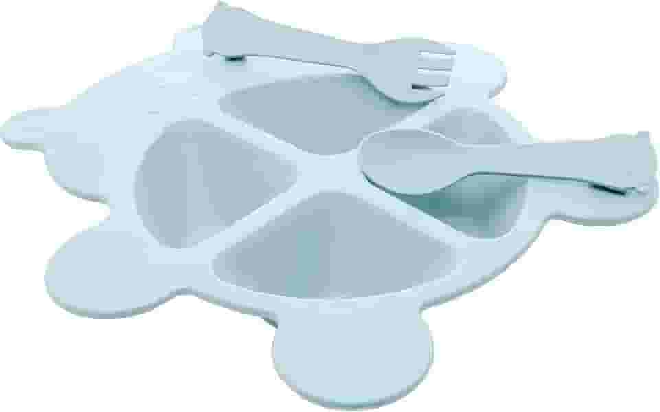 LYOR Conjunto de Prato com 2 Talheres de Bambu e PP Baby Bear Azul