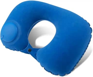 Almofada Inflável de Pescoço para Viagem, Travesseiro Portátil e Confortável para Avião, Carro e Relaxamento (Azul Escuro)