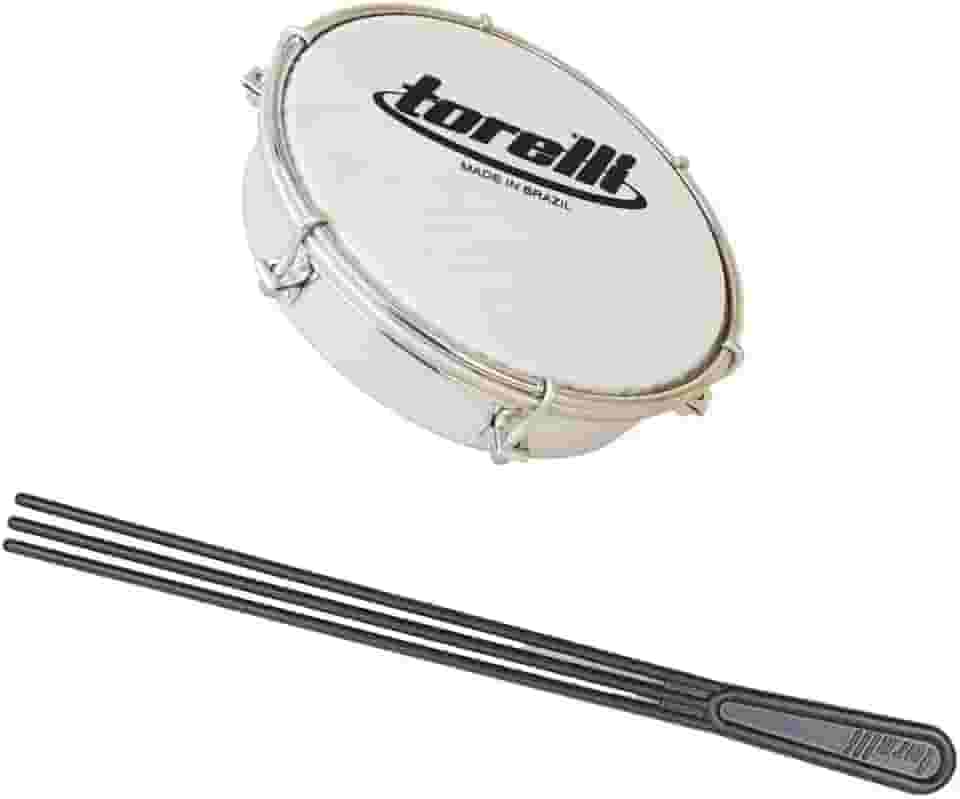 Kit Tamborim Pele Leitosa Torelli TT 404 BCO Baqueta Tripla