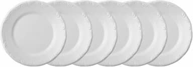 Porcelana Schmidt, Estojo com 6 Pratos Rasos em Porcelana - Modelo Redondo com Relevo Pomerode - Branca