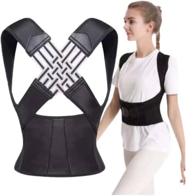 Colete Corretor Postural Unissex, Alívio de Dores nas Costas, Suporte Lombar Ajustável, Correção de Postura Cervical e Melhora, Alivia a Dor Muscular com Tecido Respirável e Lavável, Discreto para Uso Diário Cinta Colete Postural Corretor para Uso diário