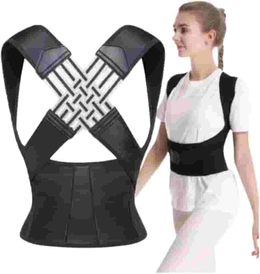 Colete Corretor Postural Unissex, Alívio de Dores nas Costas, Suporte Lombar Ajustável, Correção de Postura Cervical e Melhora, Alivia a Dor Muscular com Tecido Respirável e Lavável, Discreto para Uso Diário Cinta Colete Postural Corretor para Uso diário