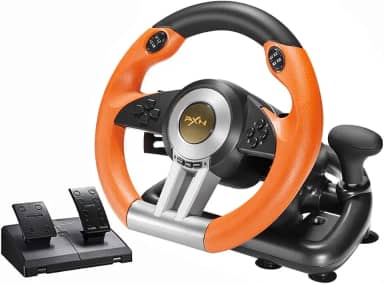 PXN Volante de corrida PC V3II 180 graus universal USB carro Sim Race com pedais para PS3, PS4, Xbox One, Xbox Series X/S, Switch (laranja)