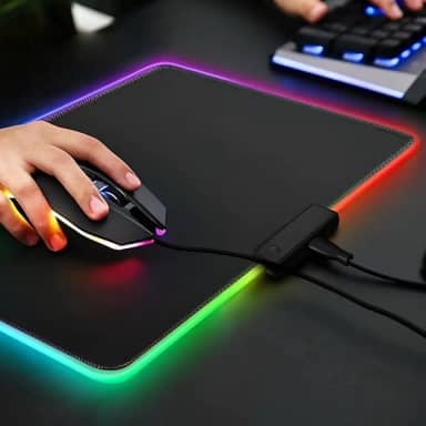 Mouse Pad Gamer RGB 7 Cores 25x35Cm Com Iluminação LED Base Antiderrapante e Alimentação USB Exbom