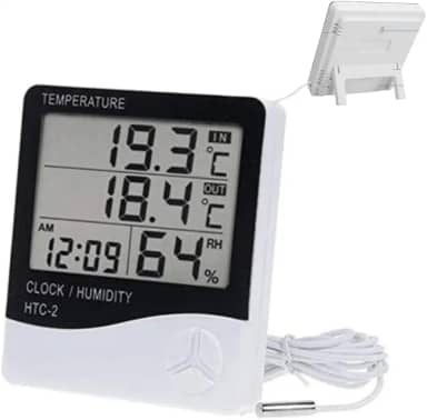 Higrômetro Digital com Termômetro LCD | Medidor de Umidade e Temperatura | Display Grande | Uso Interno | Precisão e Resposta Rápida | Para Casa, Escritório, Quarto e Ambientes Sensíveis