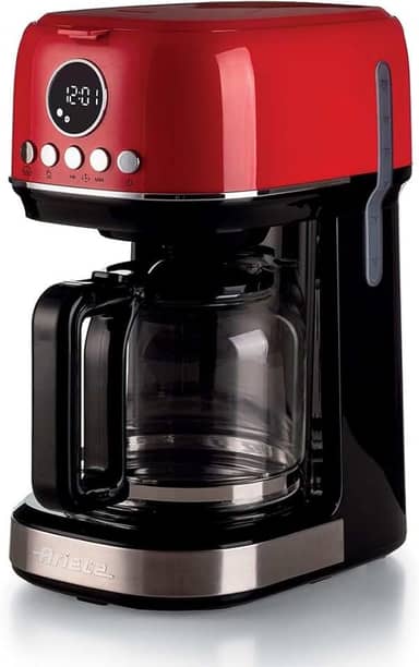 Ariete 1396, Cafeteira Americana Linha Moderna, 900 W, Jarra para 15 xicaras, Programável com Display LCD, Filtro Lavável - 127V - Vermelho