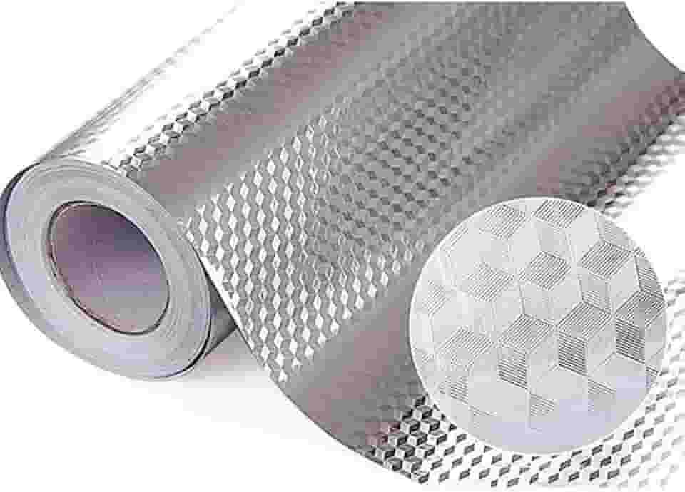 Papel Adesivo de Alumínio para Parede Armário Fogão Balcão Cozinha 40cm x 3 Metros